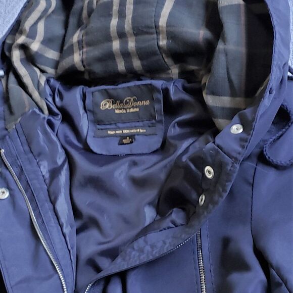 Bella Donna Moda Italiana Lightweight Jacket Hooded Utility S Navy Blue - Picture 4 of 9